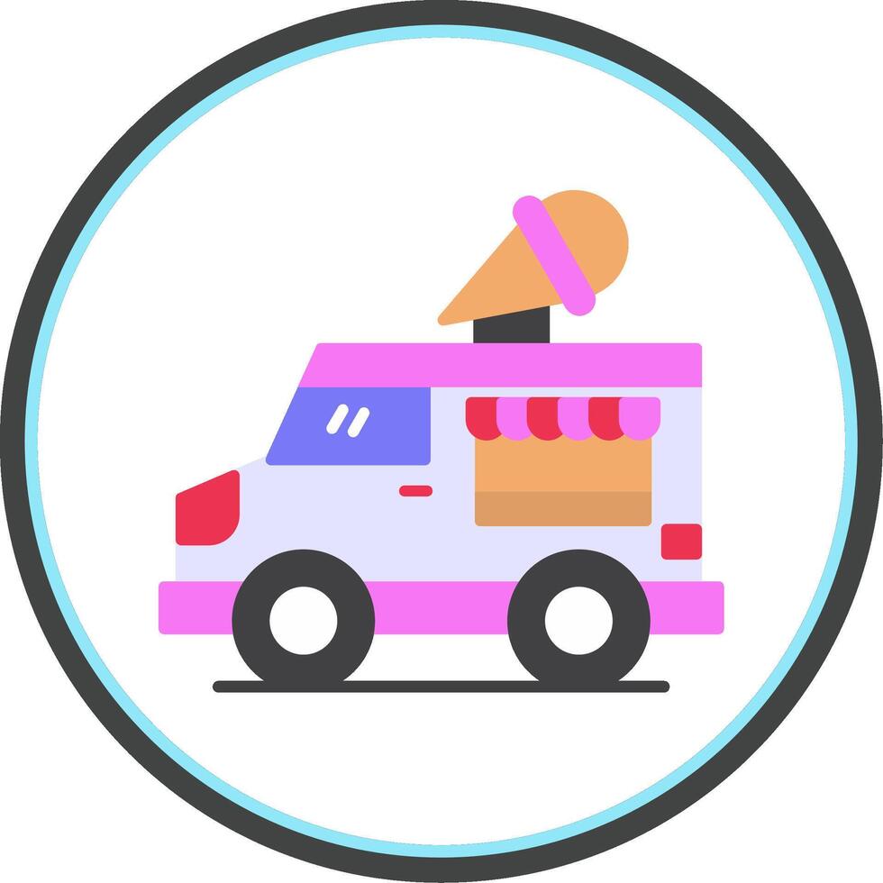 Icecream Van Flat Circle Icon vector