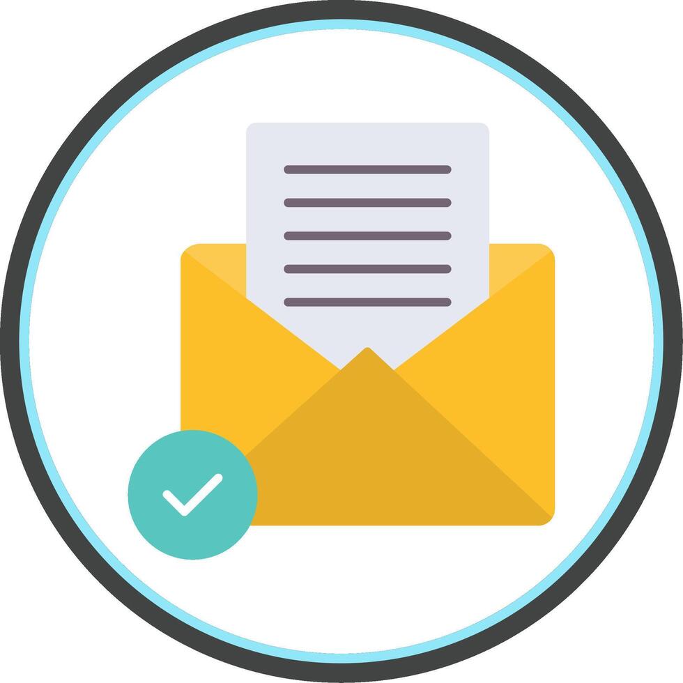 Open Email Flat Circle Icon vector