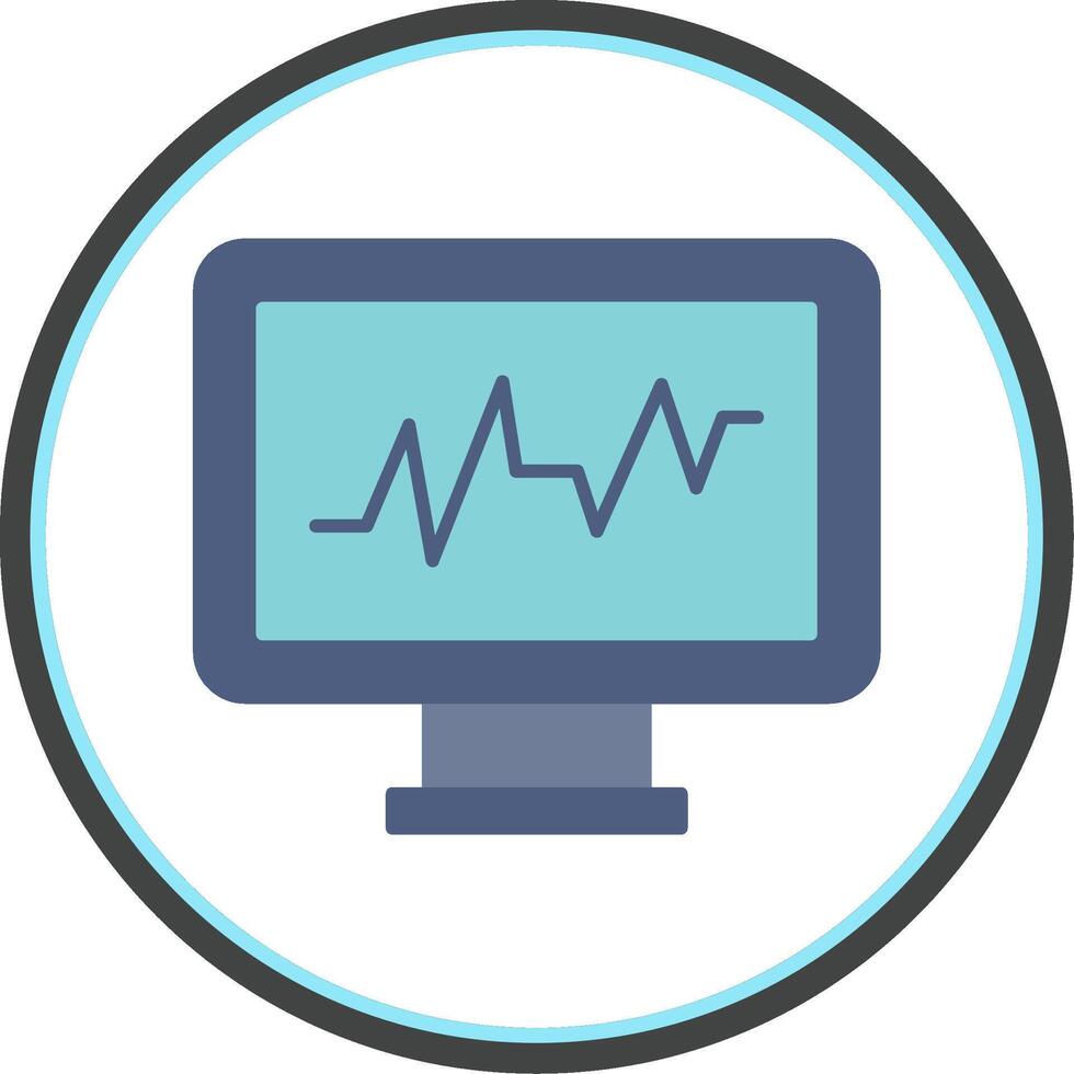 Cardiac Monitor Flat Circle Icon vector