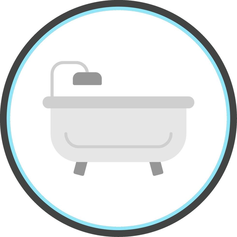 Bath Tub Flat Circle Icon vector