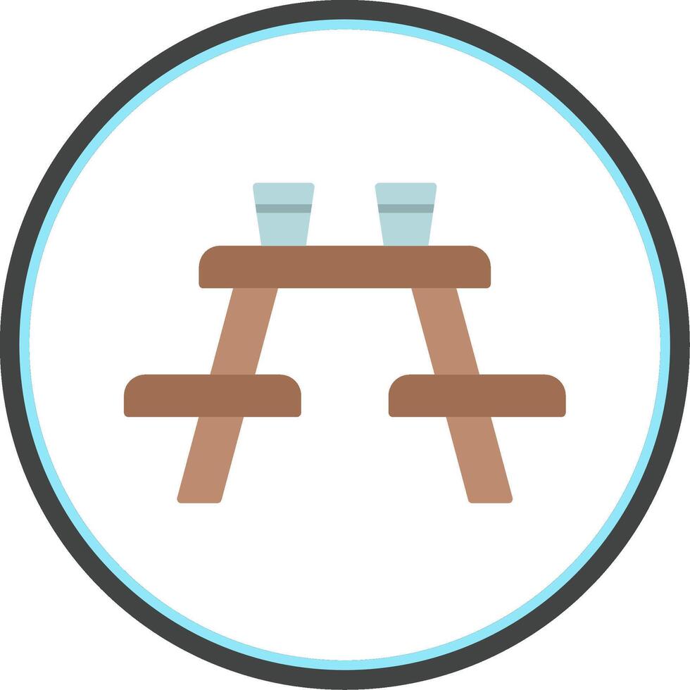 Picnic Table Flat Circle Icon vector