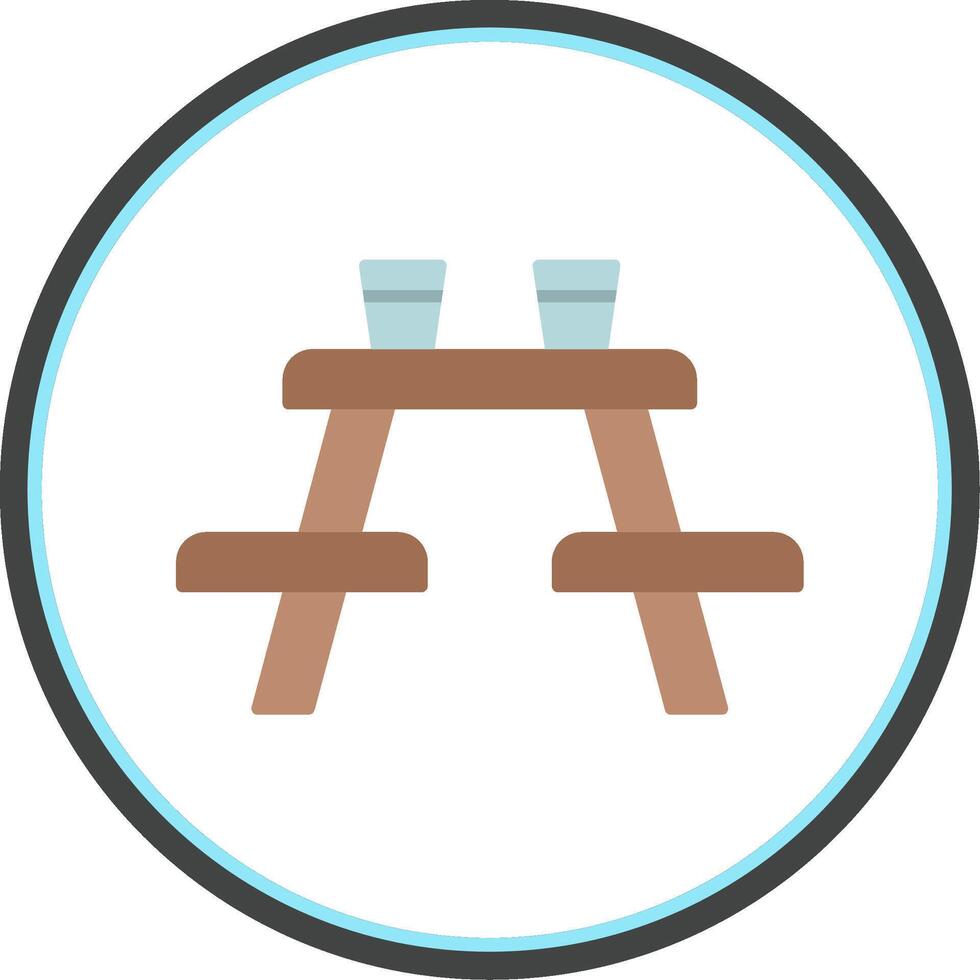 Picnic Table Flat Circle Icon vector