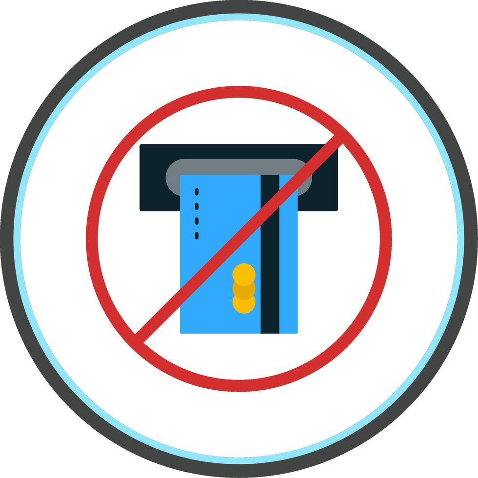 No Credit Card Flat Circle Icon vector