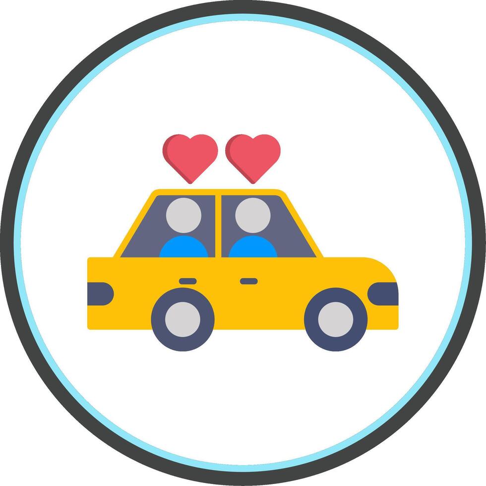 Boda coche plano circulo icono vector