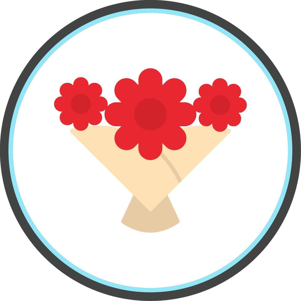 Flower Bouquet Flat Circle Icon vector