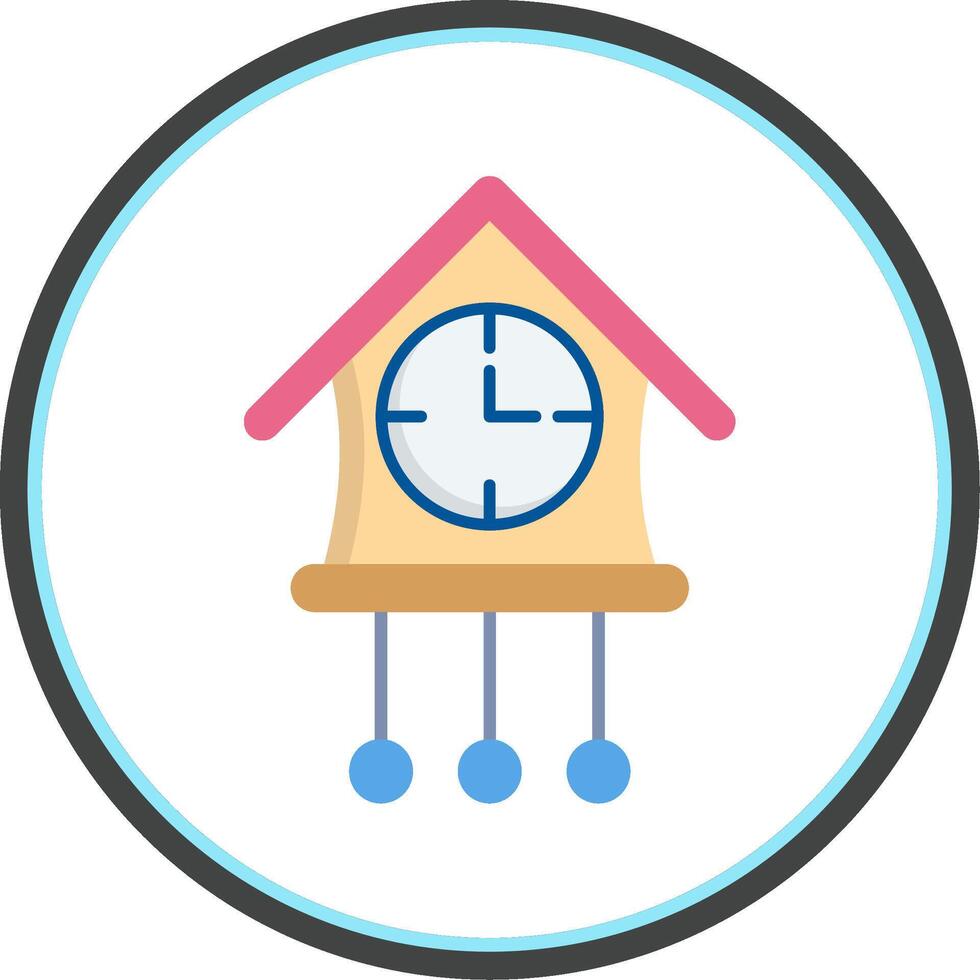 Cuckoo Clock Flat Circle Icon vector
