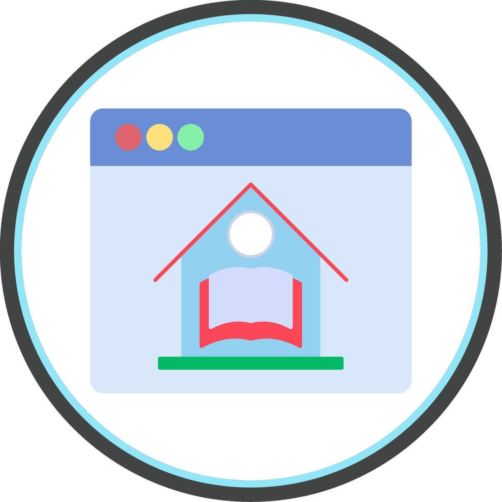 Online Education Flat Circle Icon vector
