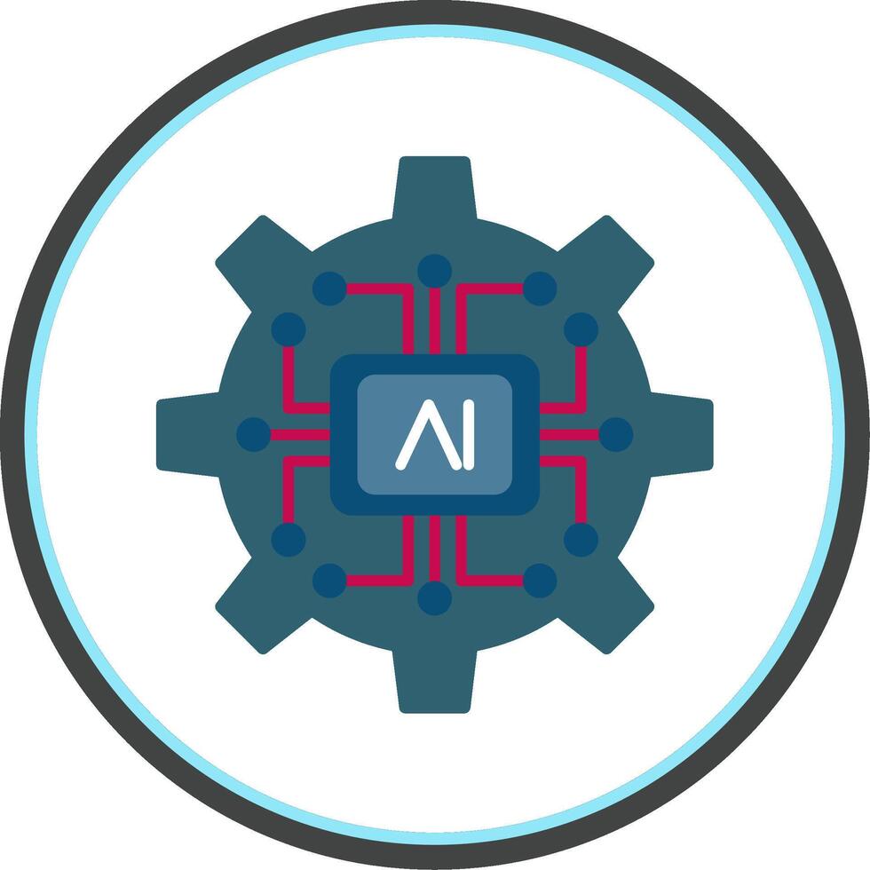 Artificial Intelligence Flat Circle Icon vector