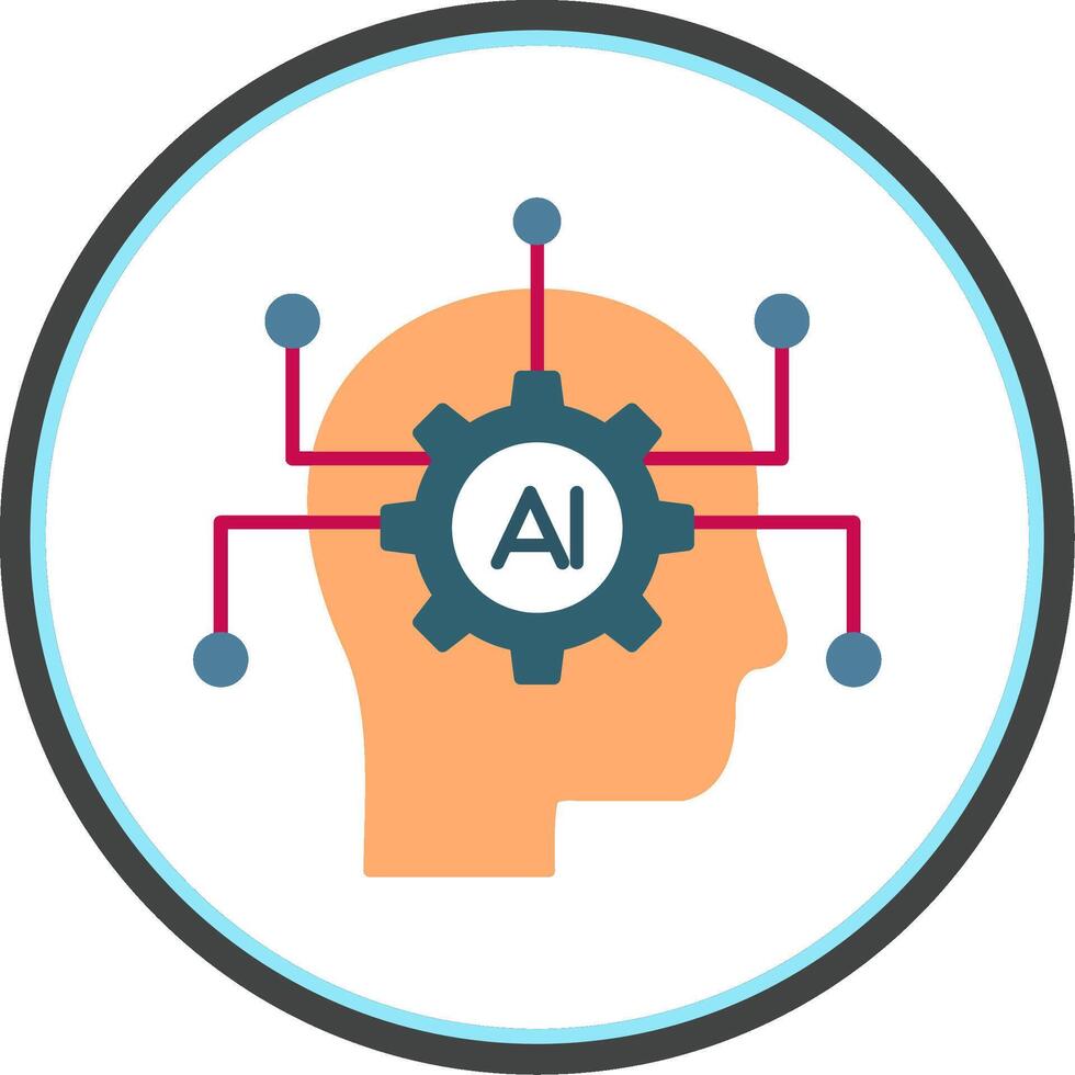 Artificial Intelligence Flat Circle Icon vector