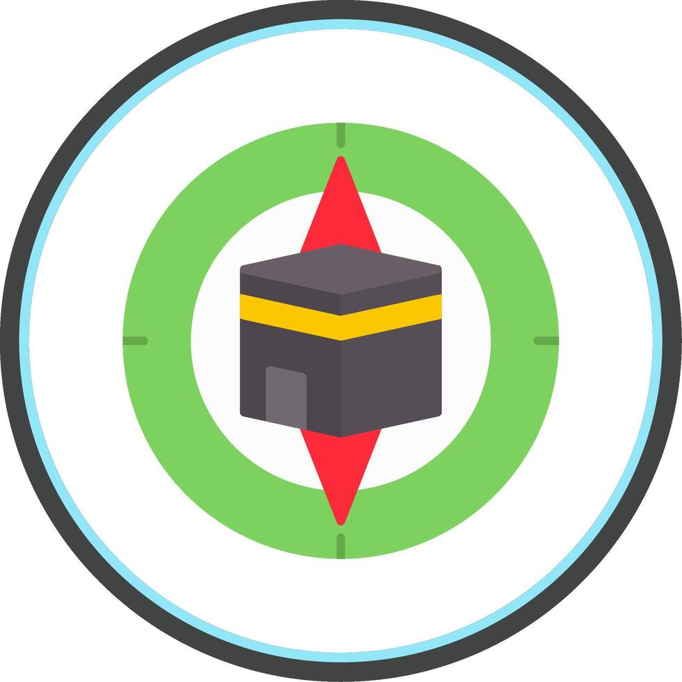 Qibla Compass Flat Circle Icon vector