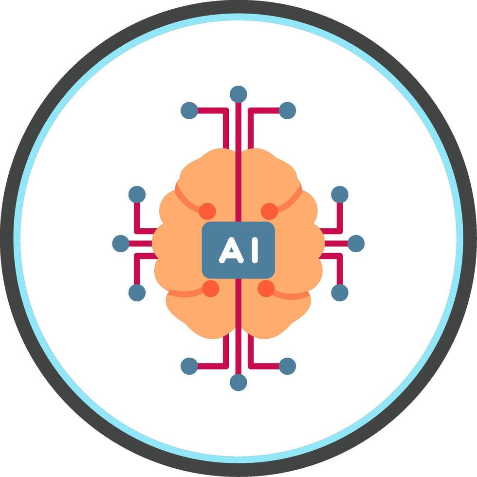Artificial Intelligence Flat Circle Icon vector