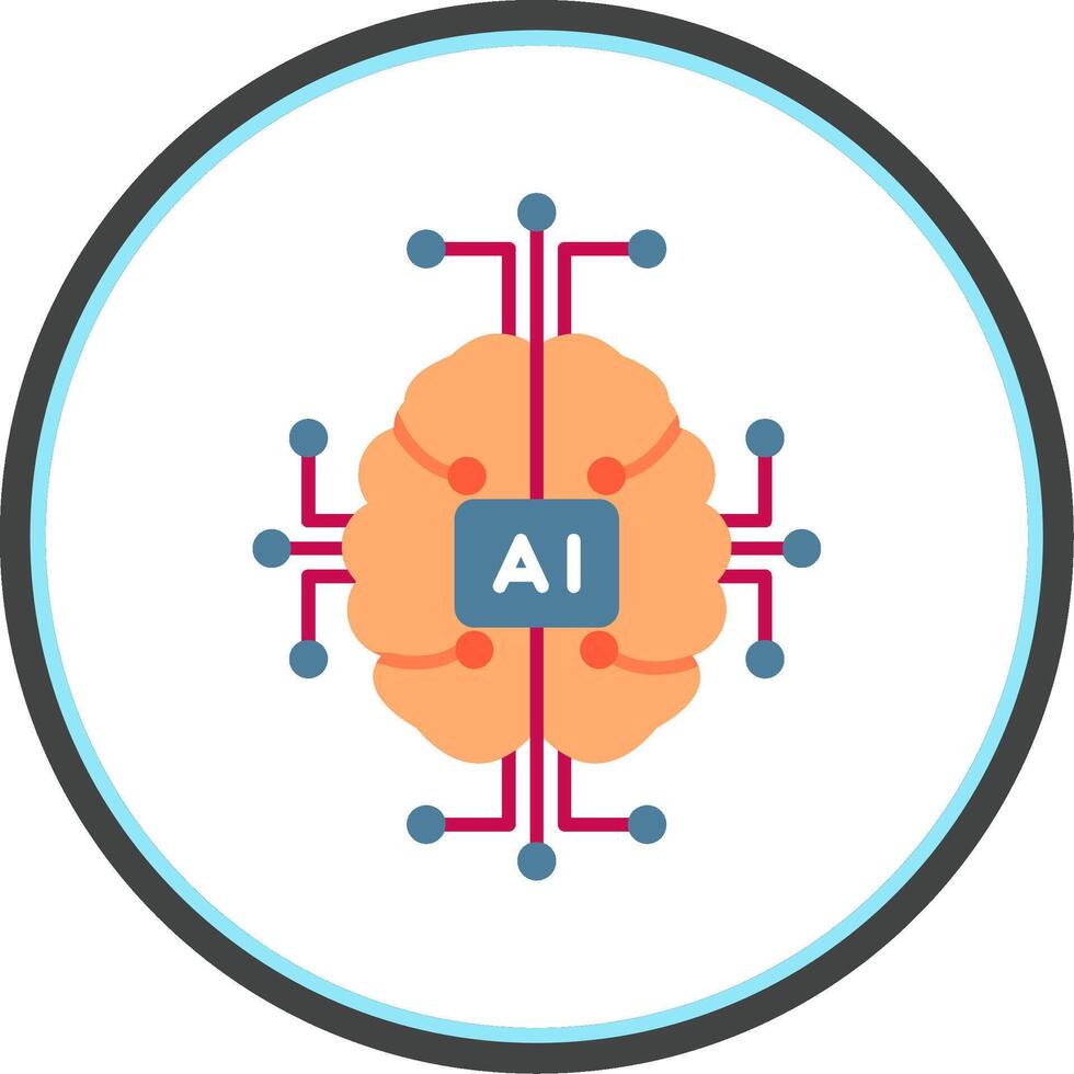 Artificial Intelligence Flat Circle Icon vector