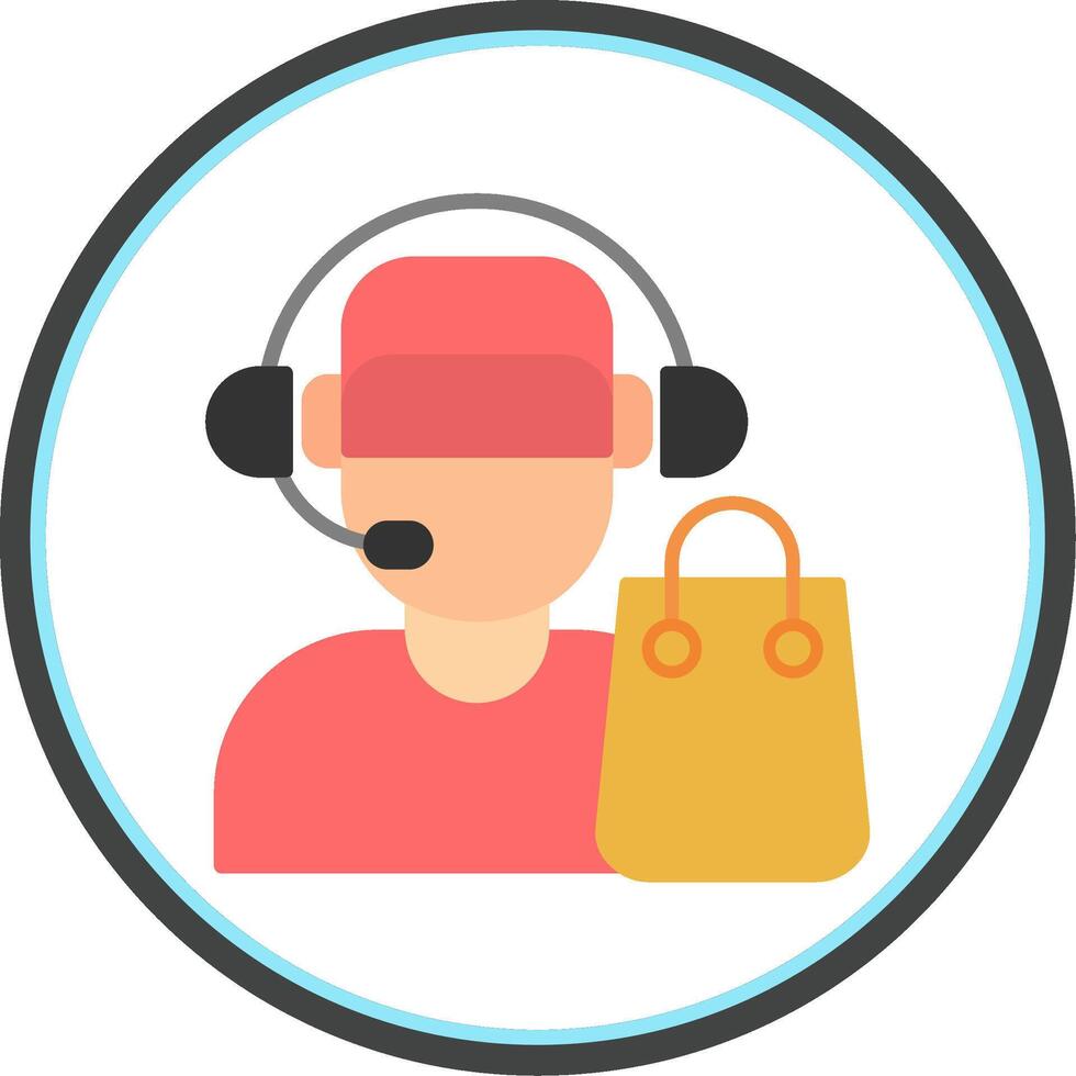 Customer Service Agent Flat Circle Icon vector