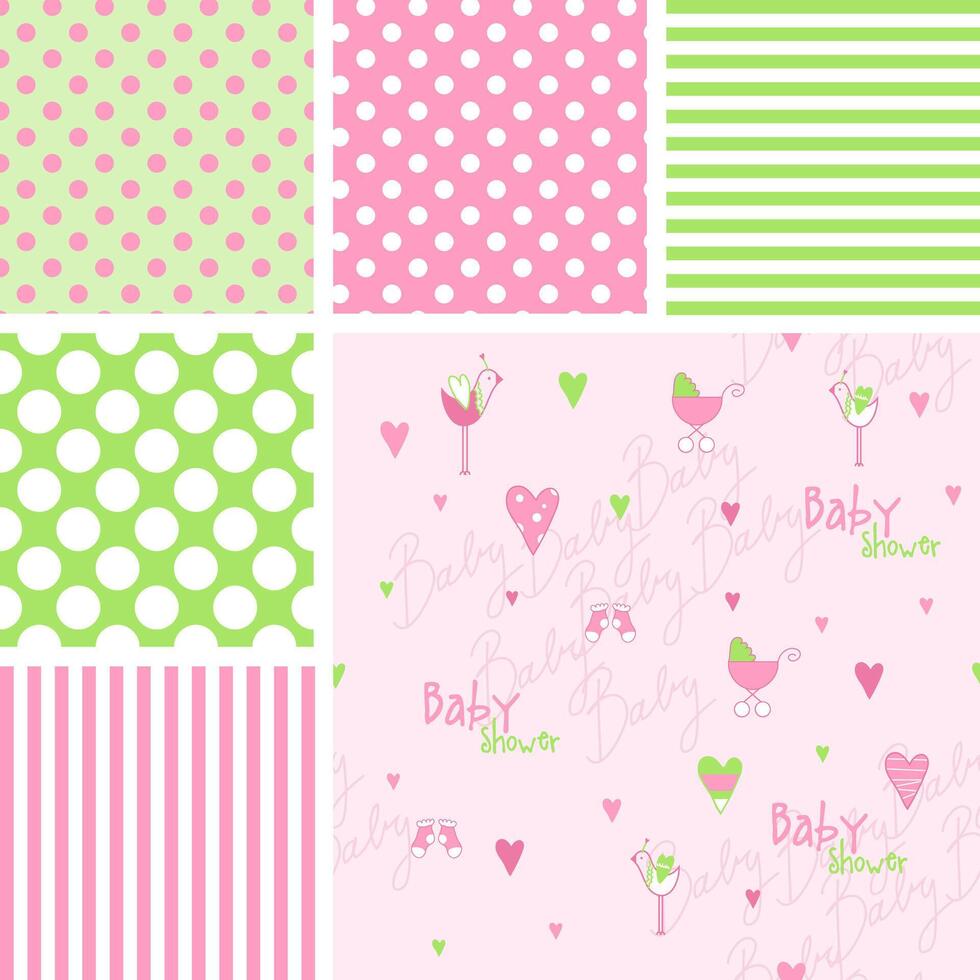 Set of cute baby shower patterns vector