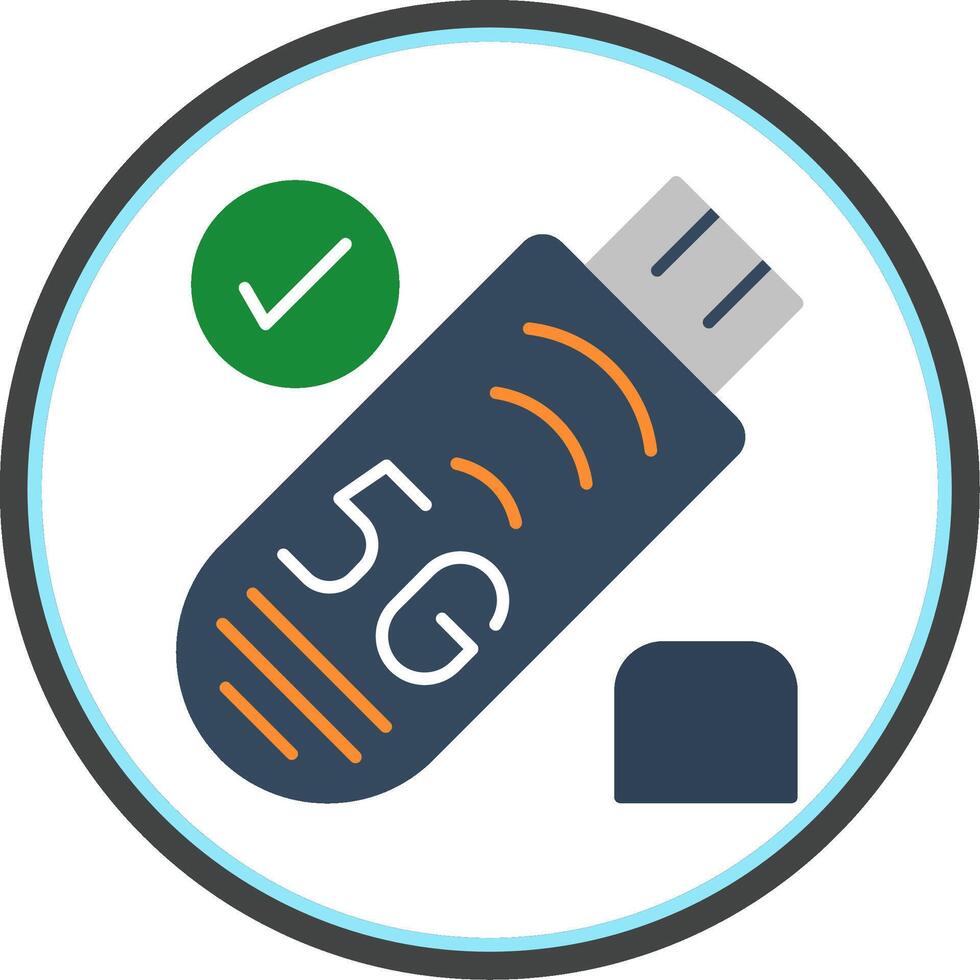 USB palo plano circulo icono vector