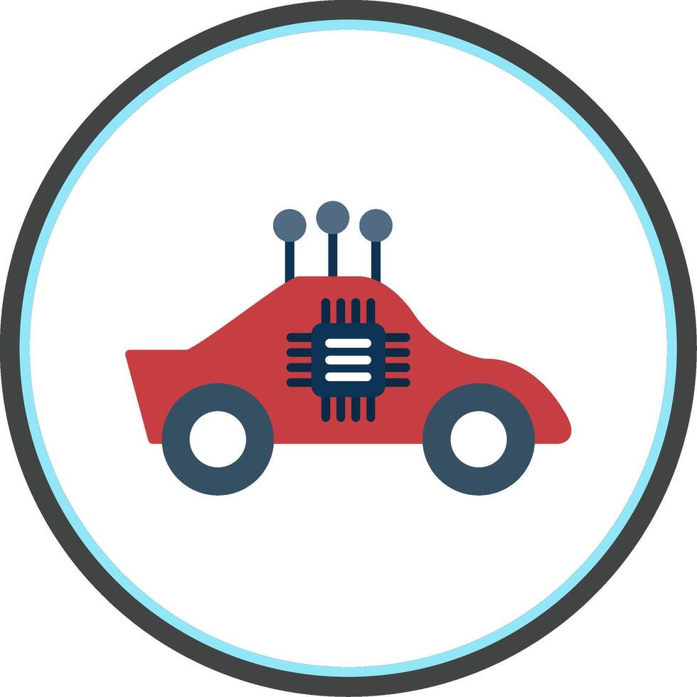 Autonomous Car Flat Circle Icon vector