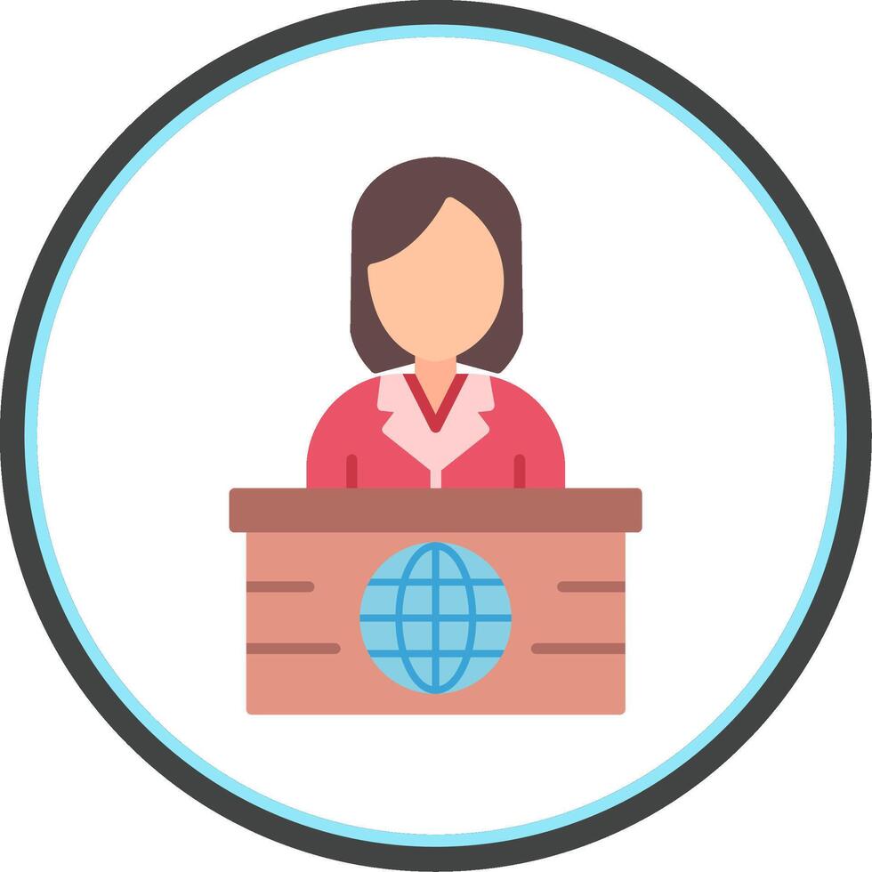 News Anchor Flat Circle Icon vector