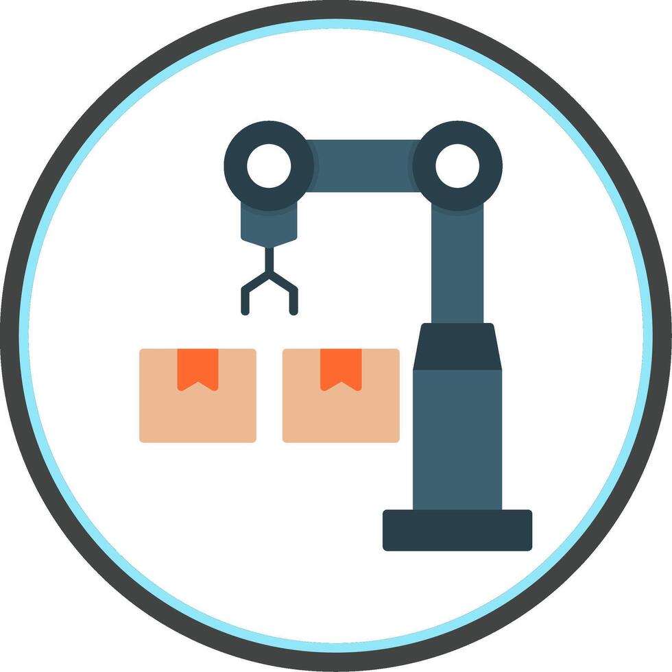 industrial robot plano circulo icono vector