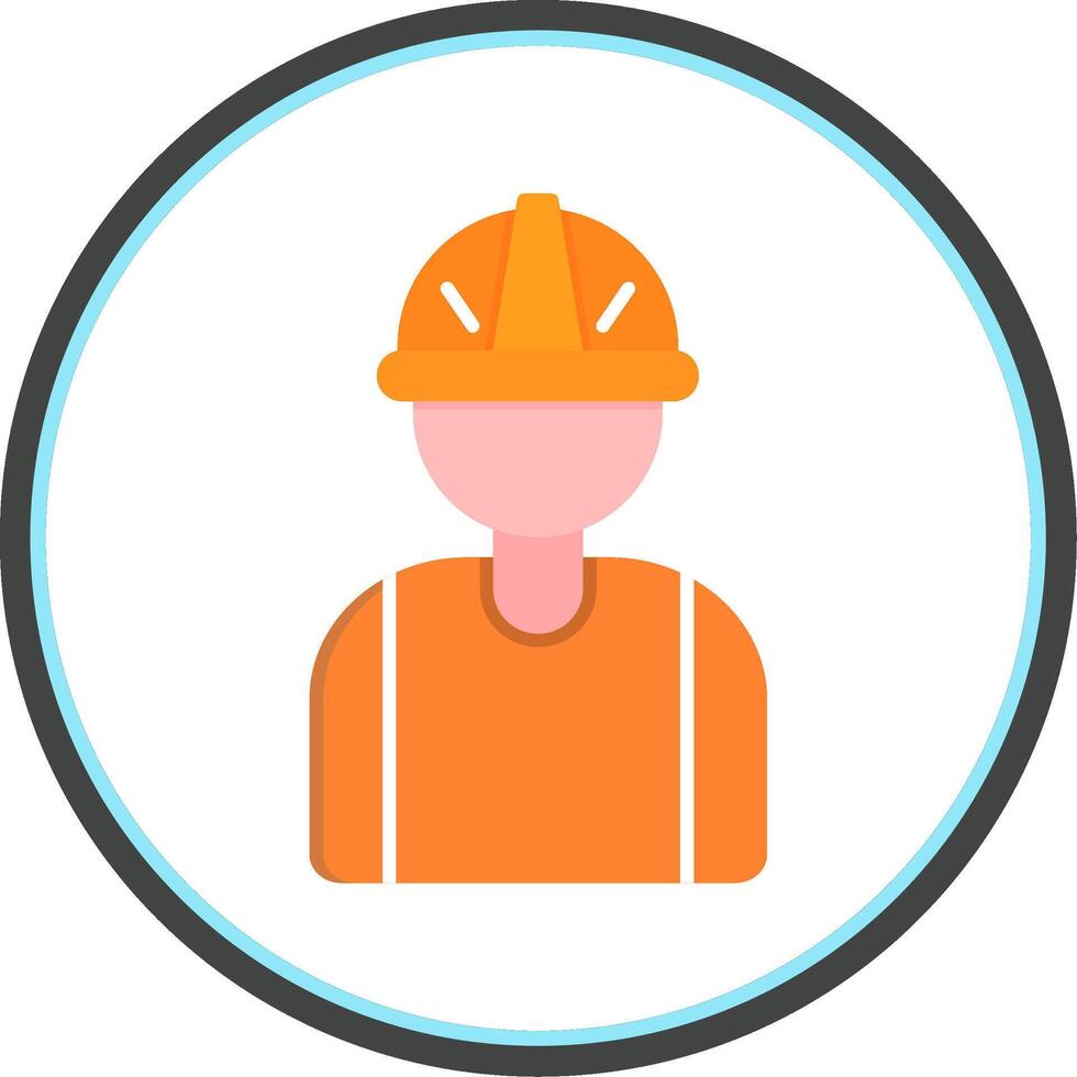 Worker Flat Circle Icon vector