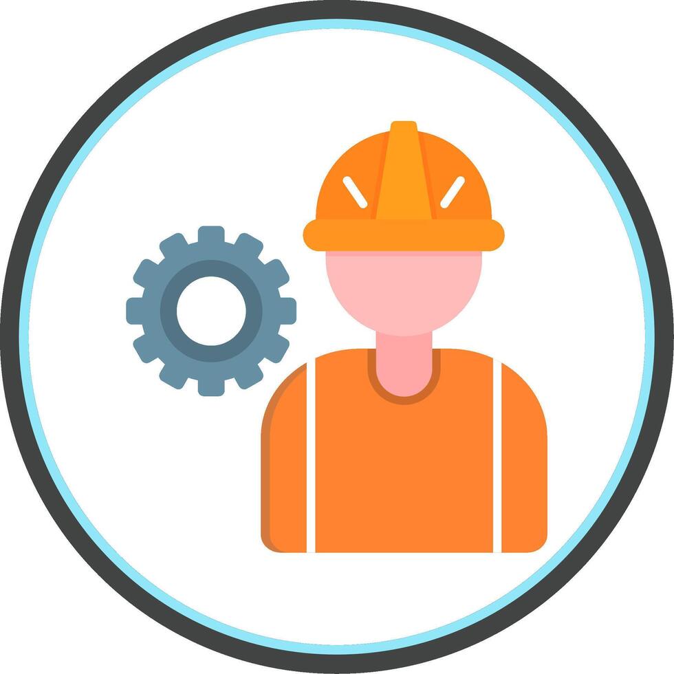 Worker Flat Circle Icon vector