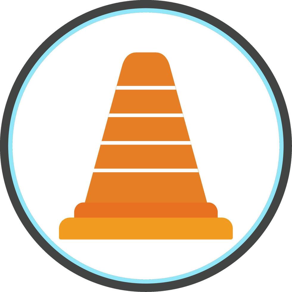 Traffic Cone Flat Circle Icon vector