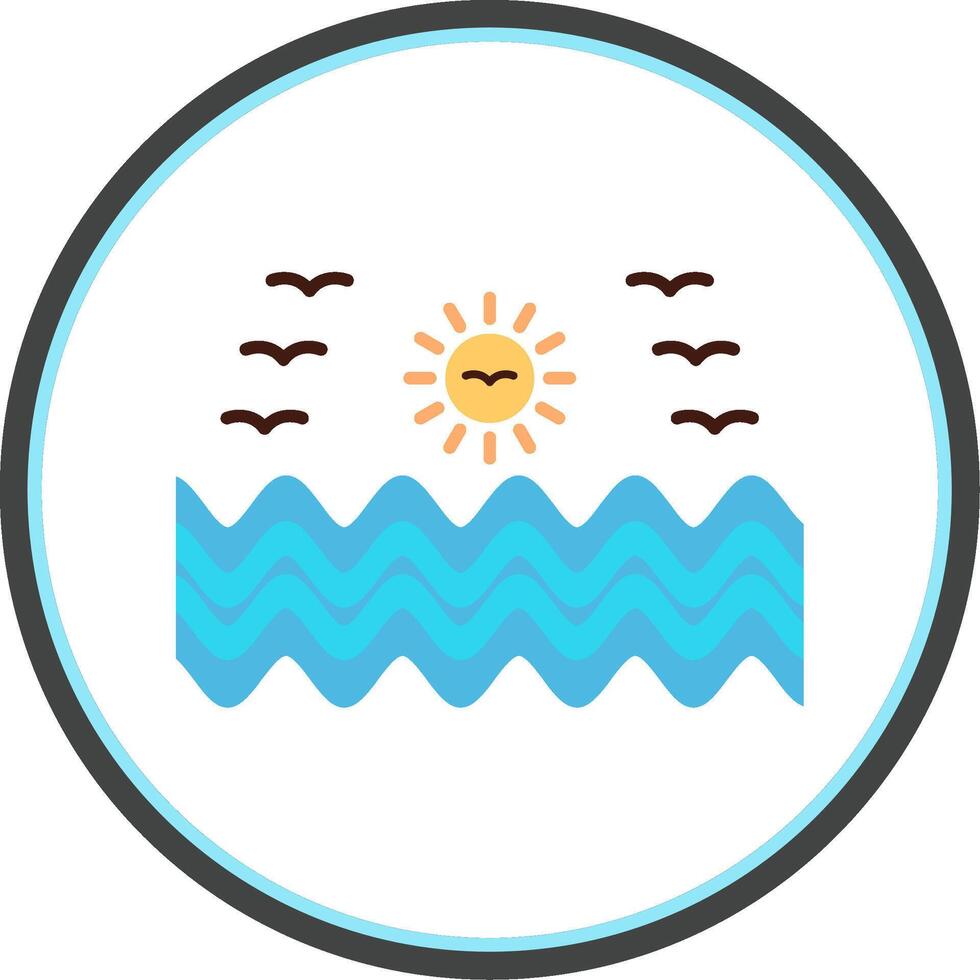 Sea Water Flat Circle Icon vector