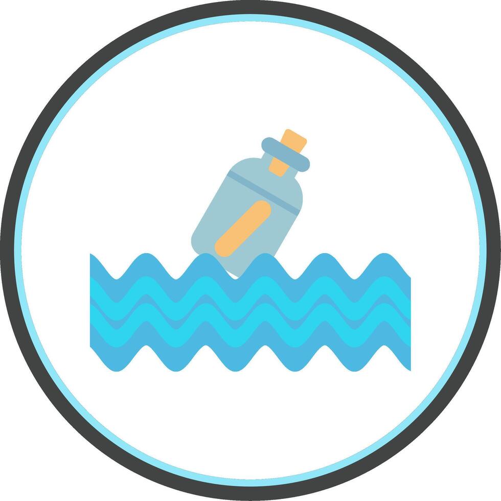 Message In A Bottle Flat Circle Icon vector