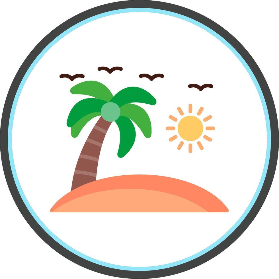 Beach Flat Circle Icon vector