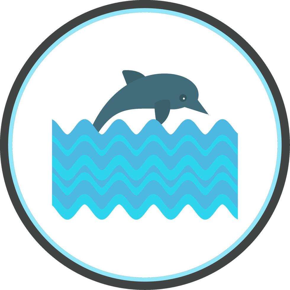 delfín plano circulo icono vector