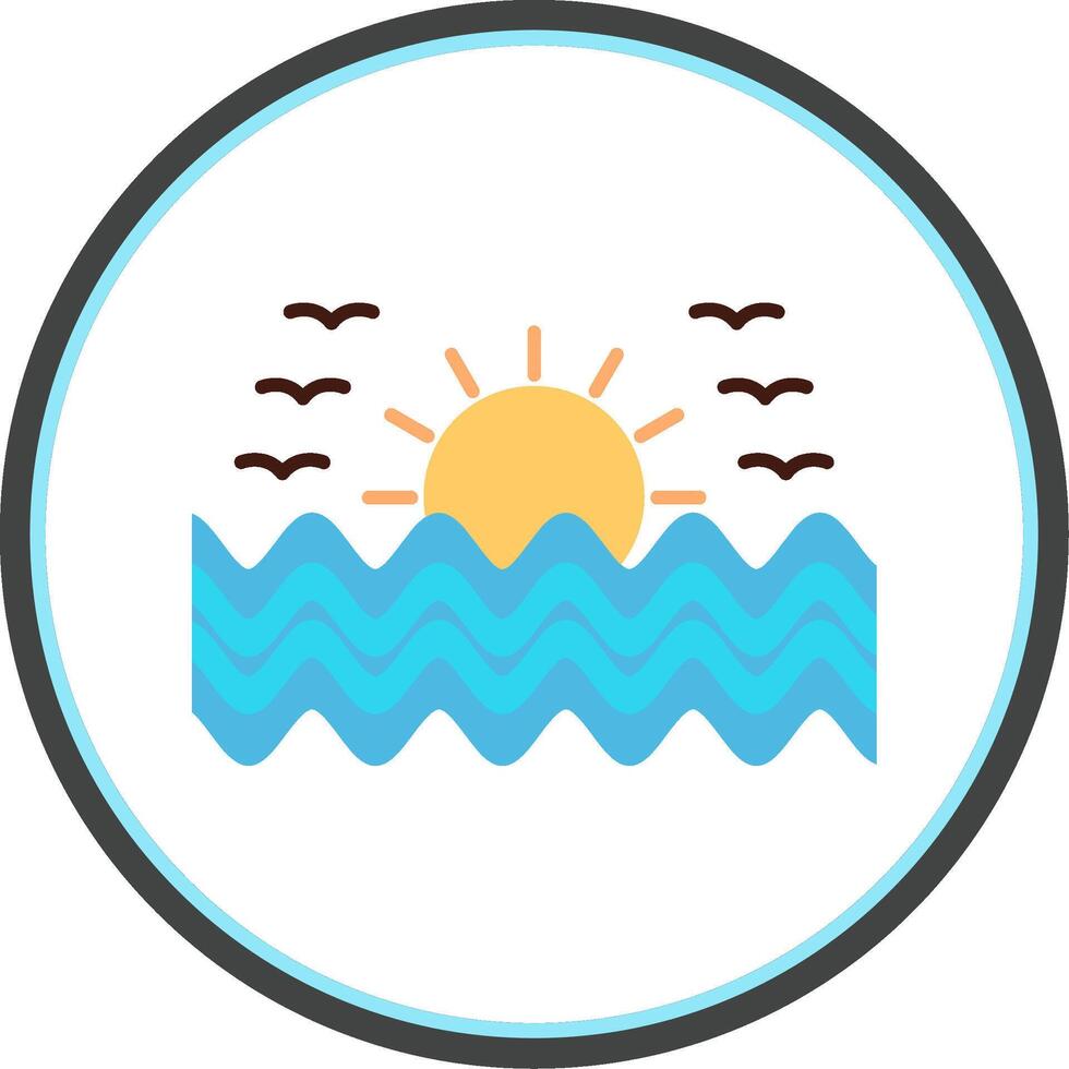 Sunset Flat Circle Icon vector