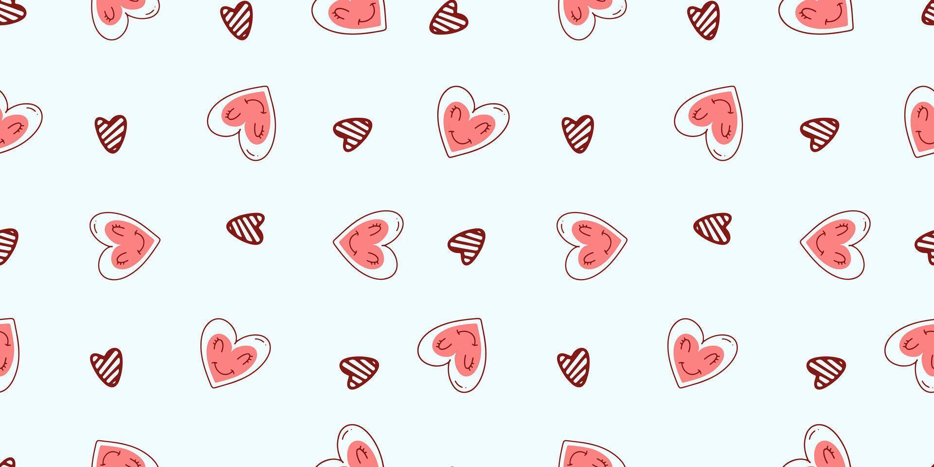 Seamless pattern for Valentine's Day with love elements on a white background. Vector heart doodle theme set, romance for cards, banners, flyers, invitation, blog, wrapping paper, prints.