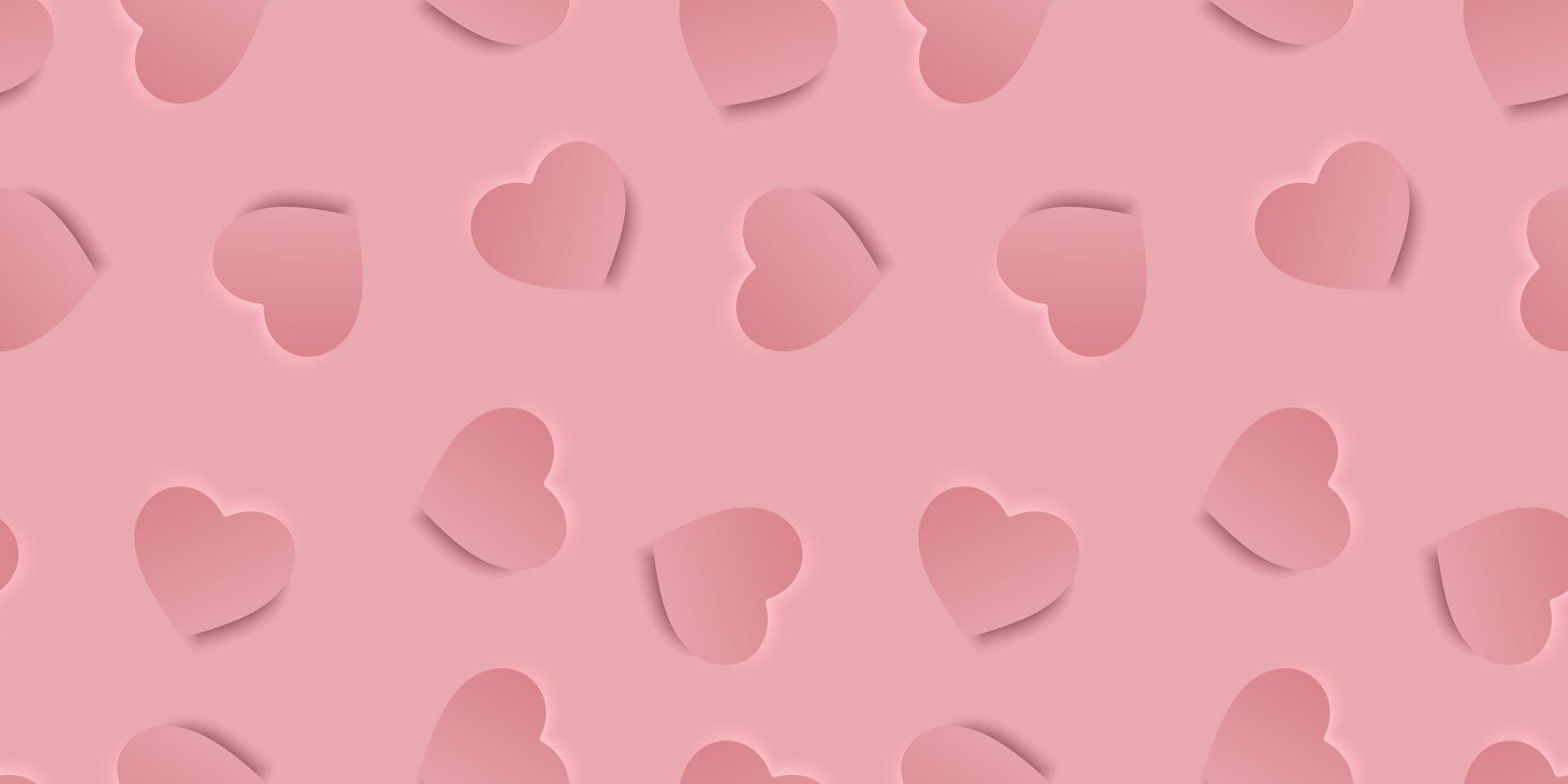 Seamless rose love pattern with hearts. Beautiful paper cut heart on background. Papercut illustration for cosmetic product display, valentine day wrapping paper, presentation, textile, wallpaper. vector