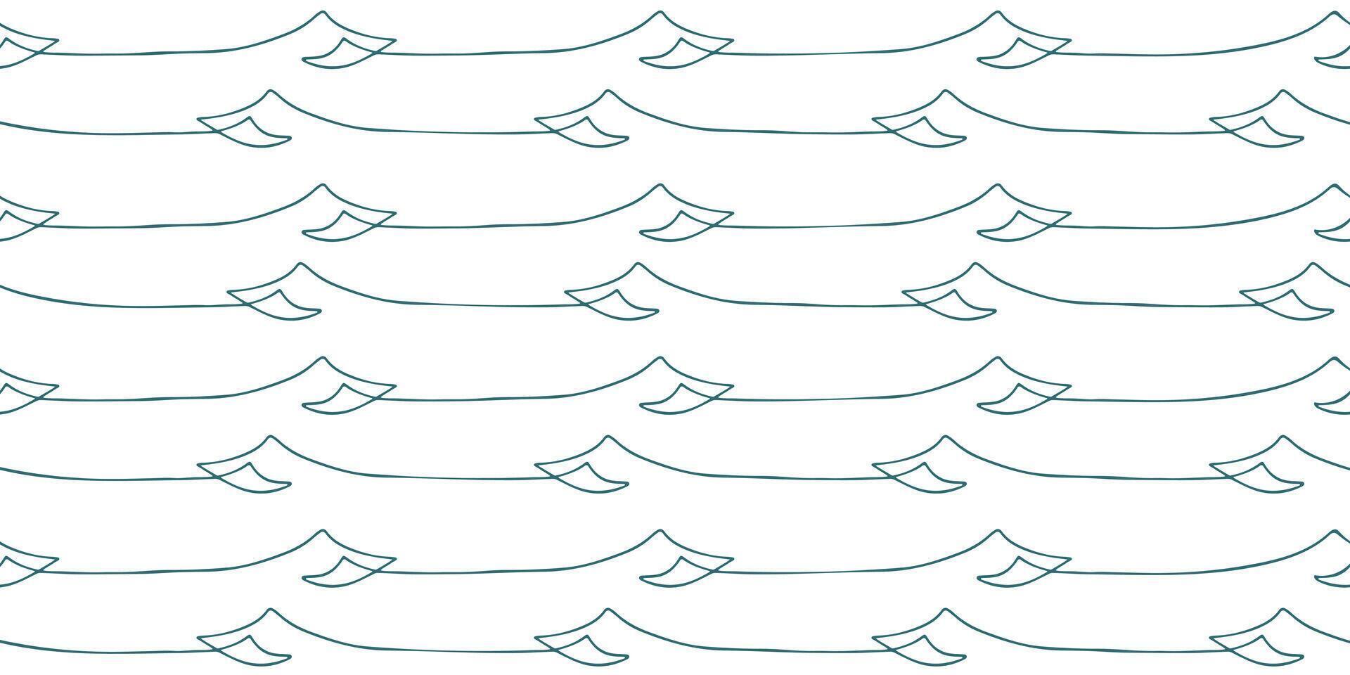 Seamless wave pattern drawn with one continuous line. Vector line art loopable pattern for invitations, cards, print on fabric, wallpapers, scrapbooking, wrapping paper and textile products.