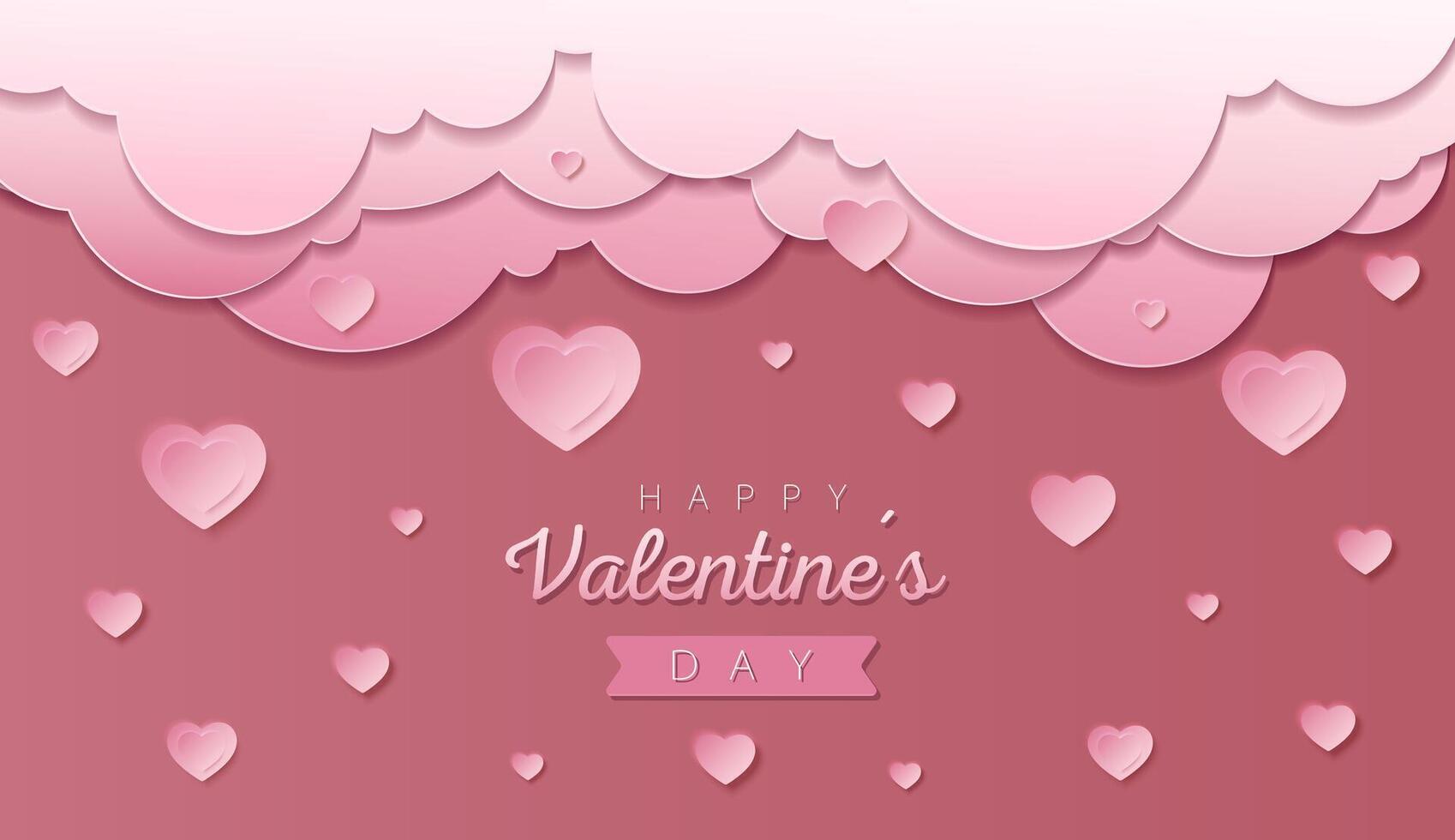 contento San Valentín día fondo de pantalla o bandera con corazones. hermosa papel cortar corazón marco en Rosa antecedentes. vector ilustración para cosmético producto mostrar, enamorado día festival diseño, presentación