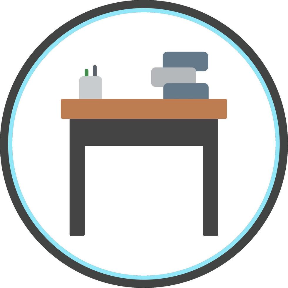 School Desk Flat Circle Icon vector