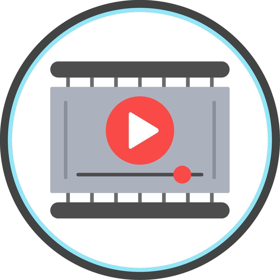 Video Player Flat Circle Icon vector