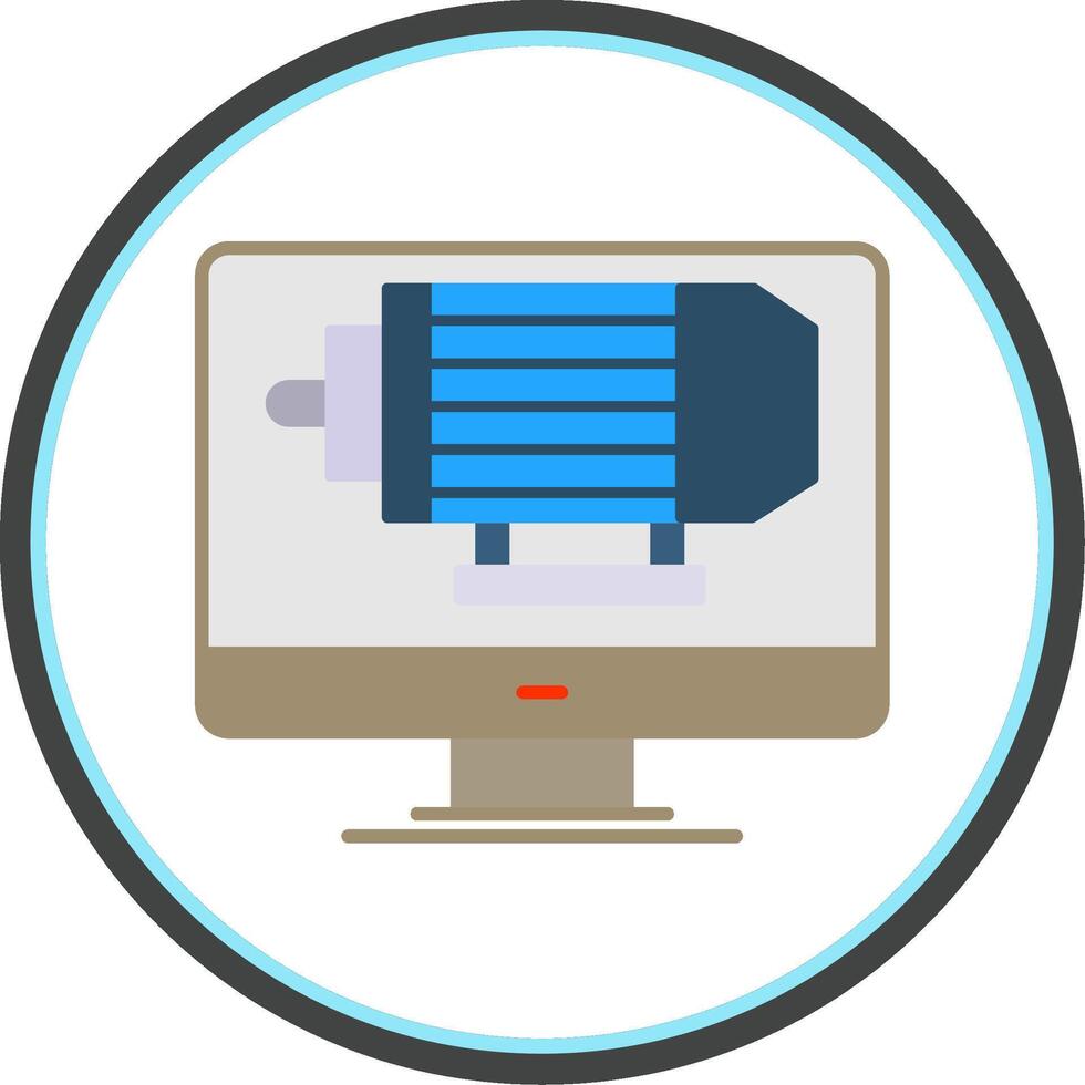 Electric Motor Flat Circle Icon vector