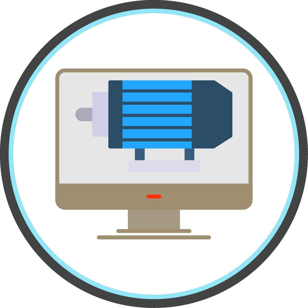 eléctrico motor plano circulo icono vector