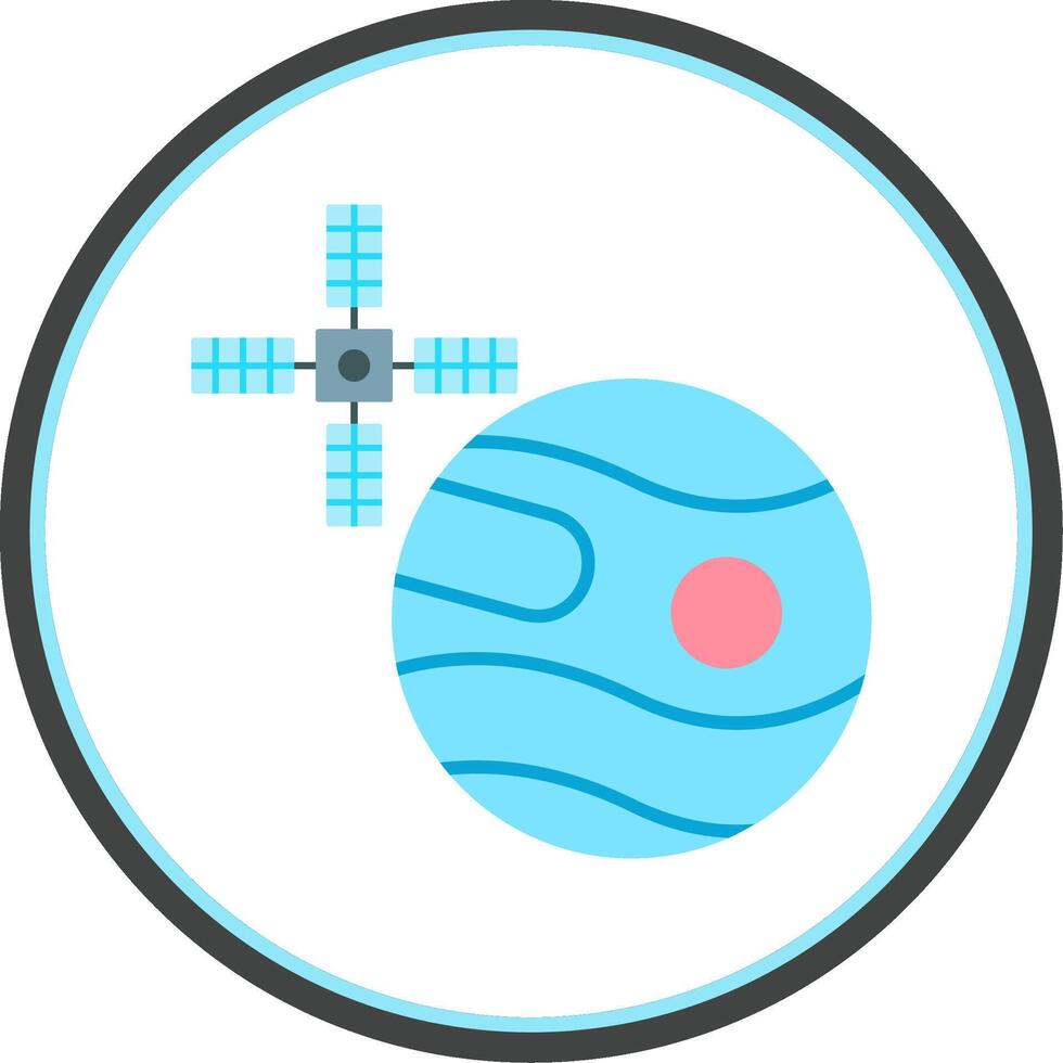 Uranus With Satellite Flat Circle Icon vector