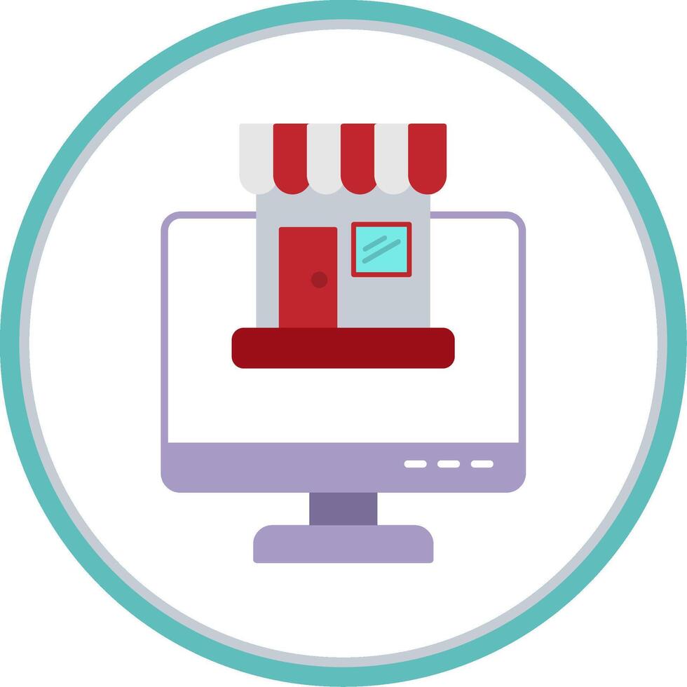 Online Shopping Flat Circle Icon vector