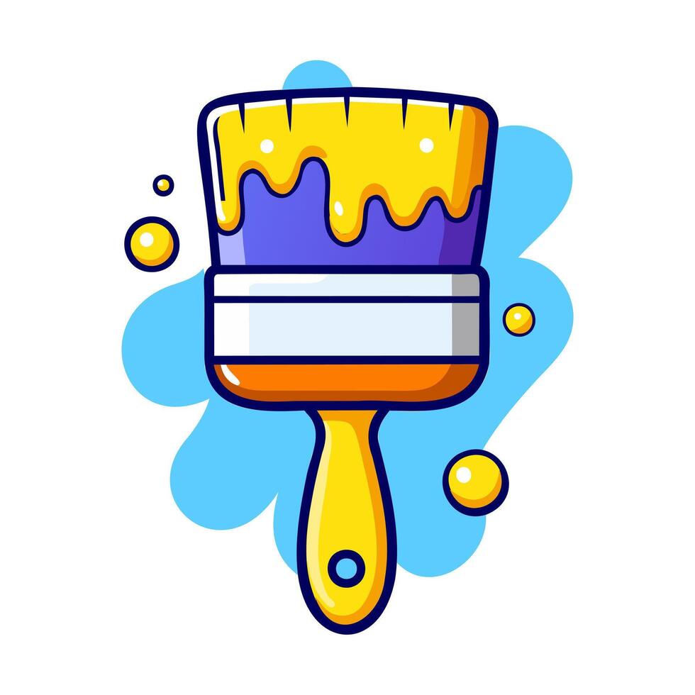 a paintbrush with yellow  paint on it and blue background vector