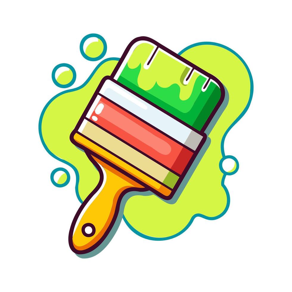 colorful green paintbrush icon vector illustration