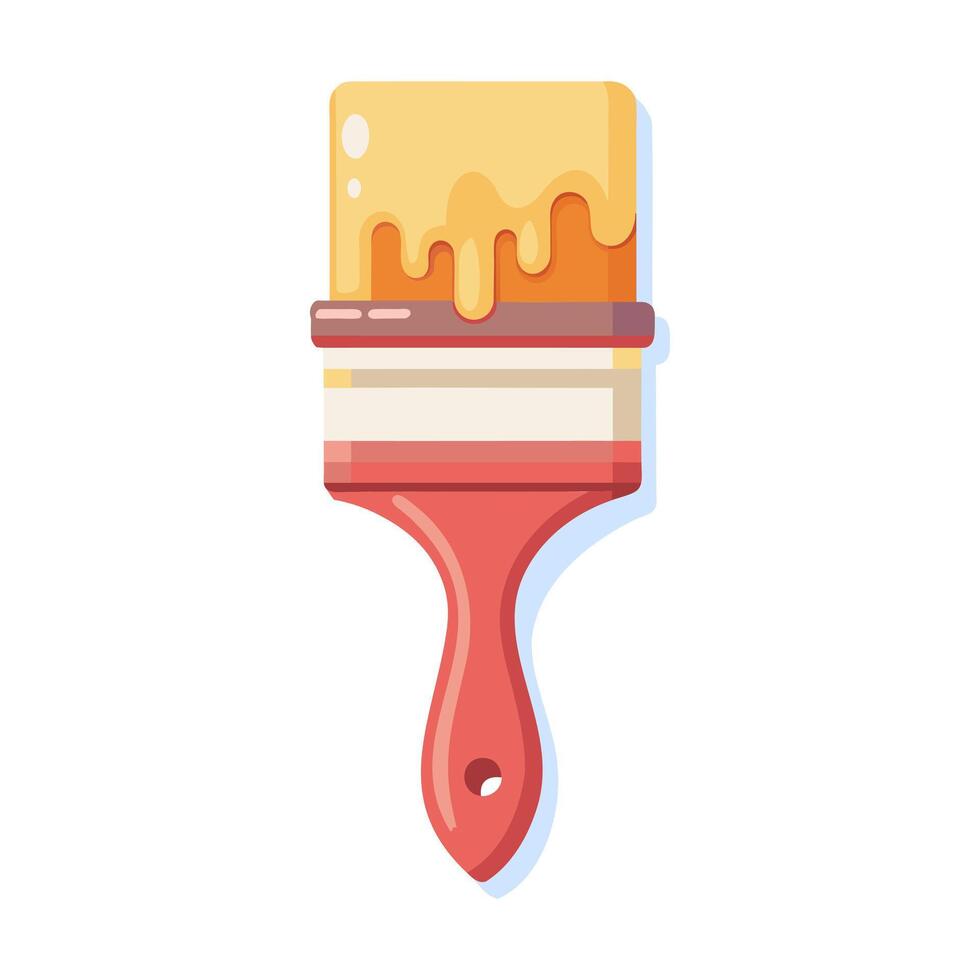 a paint brush with a yellow and orange color vector