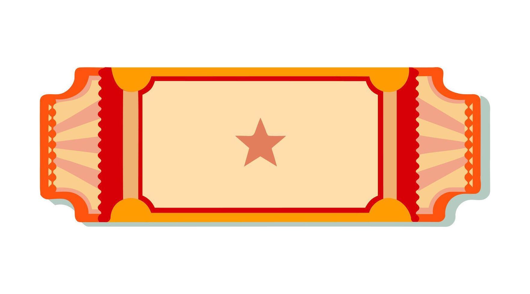 a red and orange ticket with a star on it vector
