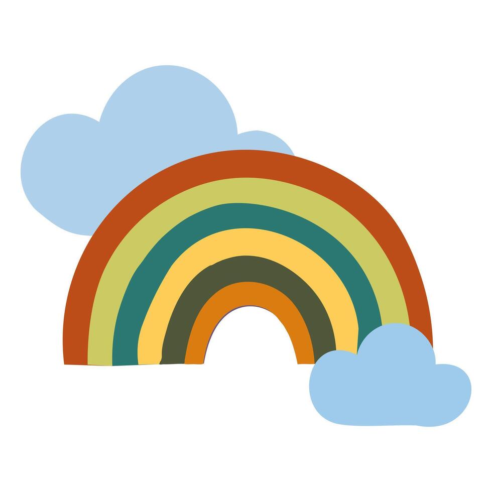 rainbow with clouds icon, vector illustration