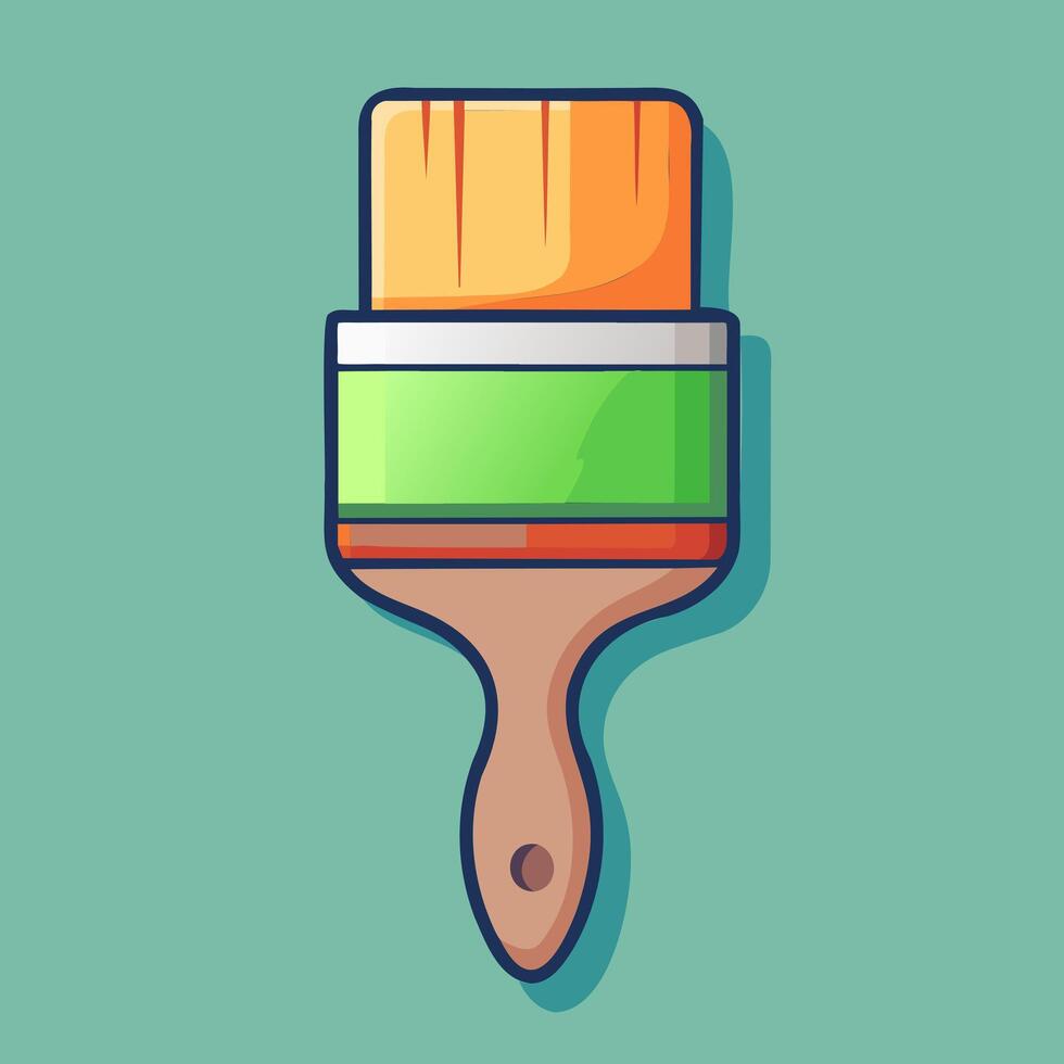 a paintbrush with a green handle on a blue background vector