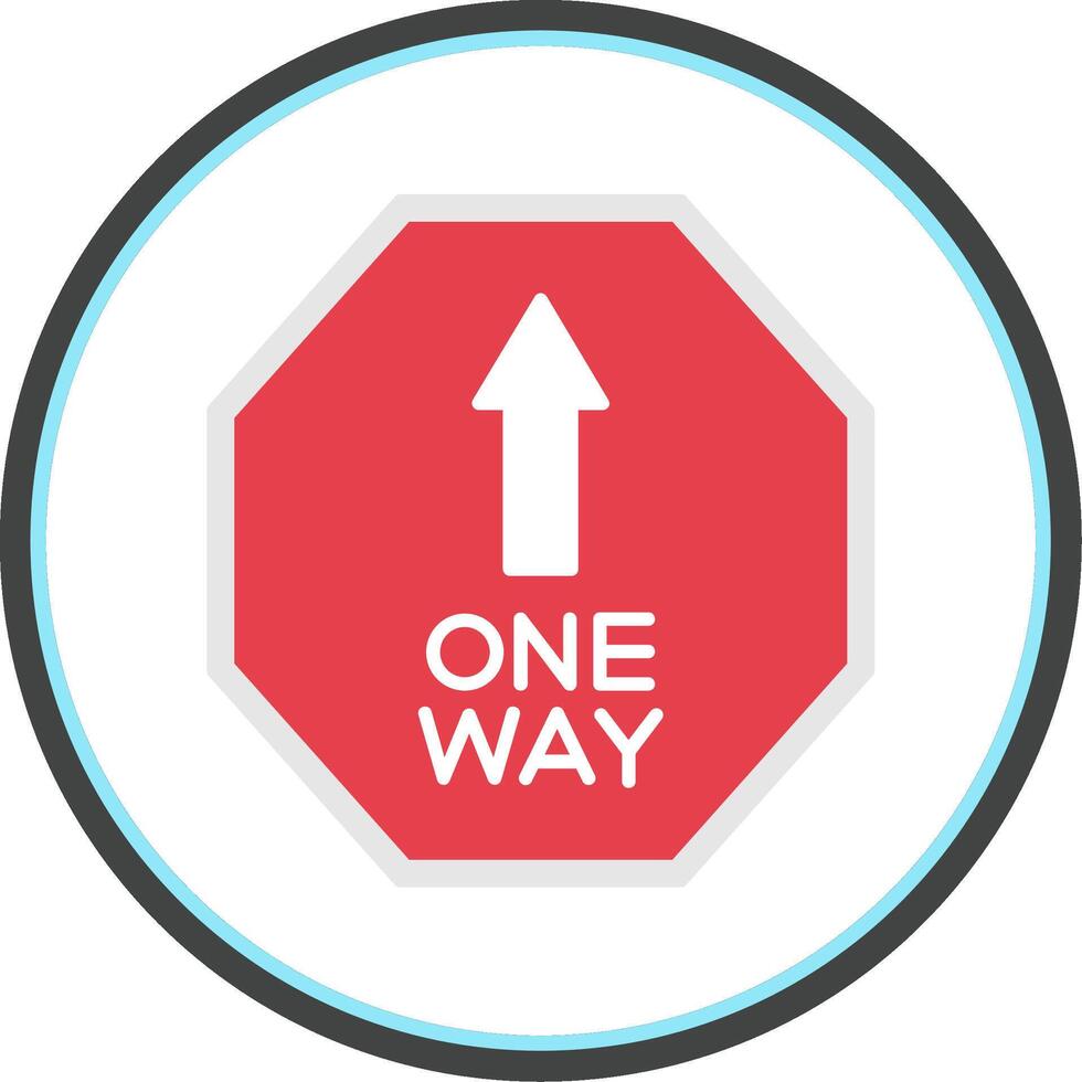 One Way Flat Circle Icon vector