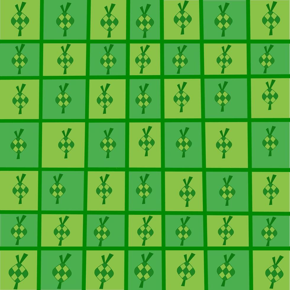 The pattern of ketupat food is green vector