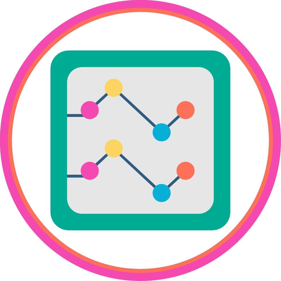Line Chart Flat Circle Icon vector