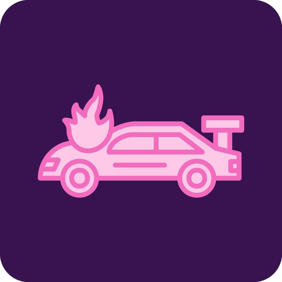 Accident Car In Fire Vector Icon